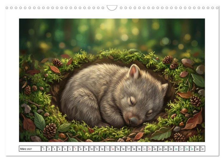 Produktbild: Wombats - Kurze Beine, gro&szlig;es Herz (Wandkalender 2027 DIN A3 quer), CALVENDO Monatskalender
