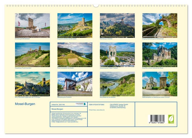 Produktbild: Mosel-Burgen (hochwertiger Premium Wandkalender 2026 DIN A2 quer), Kunstdruck in Hochglanz