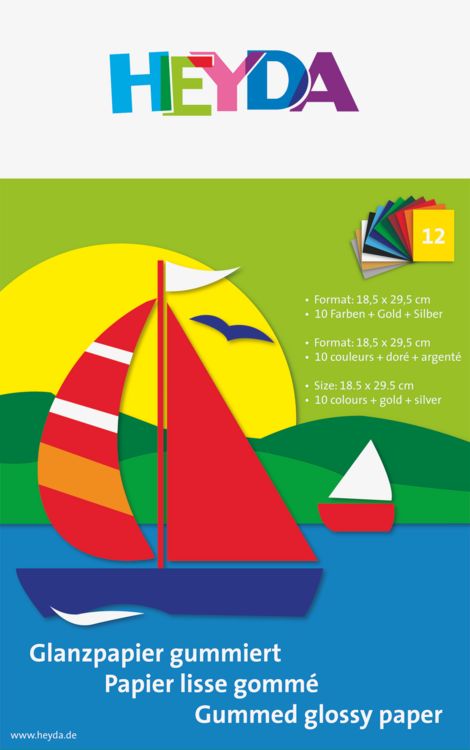 Produktbild: Glanzpapier-Bastelmappe (Buntpapier) | 18,5&times;29,5 cm, 12 Blatt, 80 g/m&sup2;