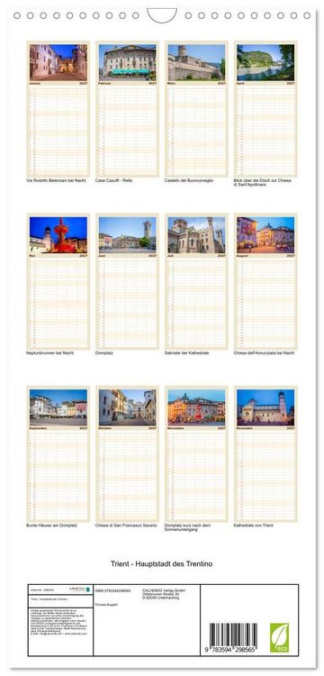 Produktbild: Familienplaner 2027 - Trient - Hauptstadt des Trentino mit 5 Spalten (Wandkalender, 21 x 45 cm) CALVENDO