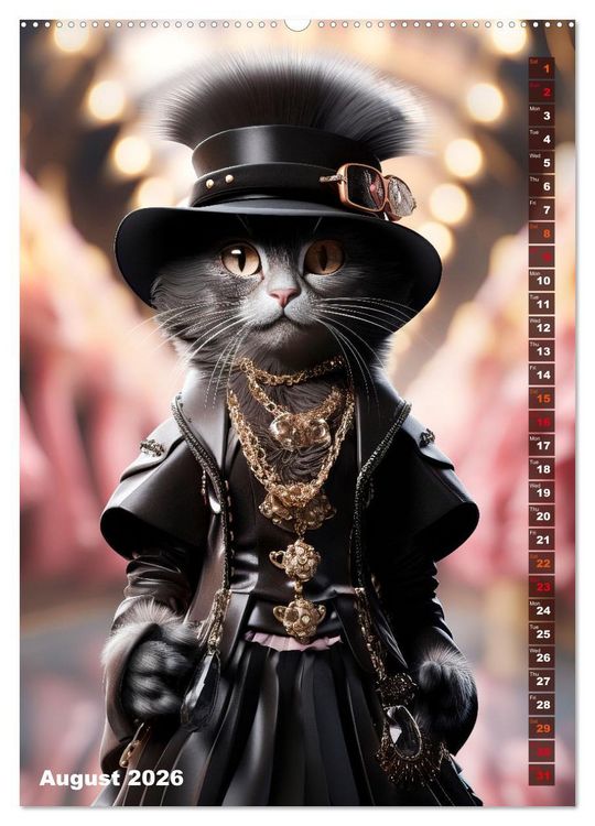 Produktbild: Stylish cats (High Quality Premium Wall Calendar 2026 DIN A2 portrait),CALVENDO 12 Month Wall Calendar