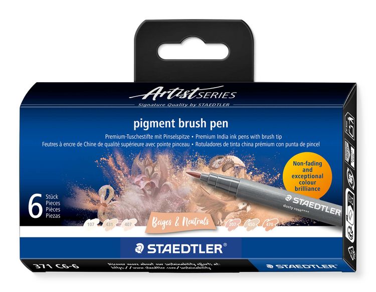 Produktbild: STAEDTLER pigment brush pen Beiges & Neutrals, Pinselspitze, 6er Set