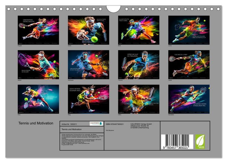Produktbild: Tennis und Motivation (Wandkalender 2026 DIN A4 quer), CALVENDO Monatskalender