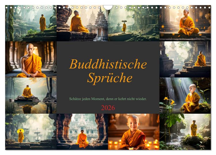Produktbild: Buddhistische Spr&uuml;che (Wandkalender 2026 DIN A3 quer), CALVENDO Monatskalender