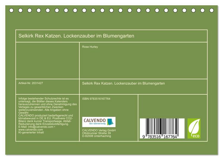 Produktbild: Selkirk Rex Katzen. Lockenzauber im Blumengarten (Tischkalender 2026 DIN A5 quer), CALVENDO Monatskalender