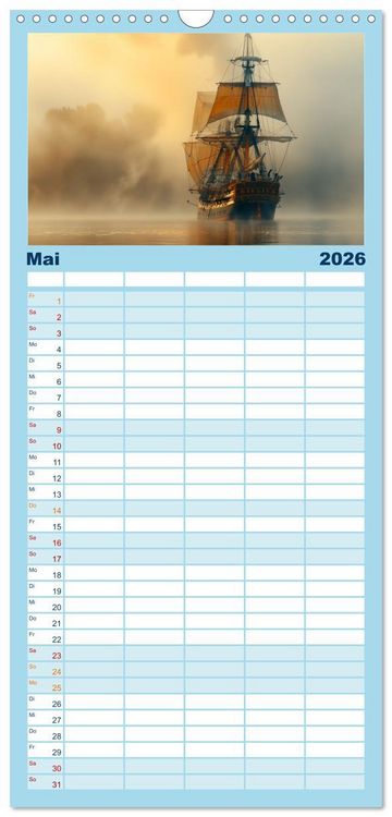 Produktbild: Familienplaner 2026 - Mit den Tr&auml;umen segeln mit 5 Spalten (Wandkalender, 21 x 45 cm) CALVENDO