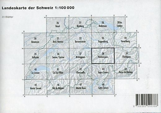 Produktbild: Landeskarte der Schweiz 38 Panixerpass