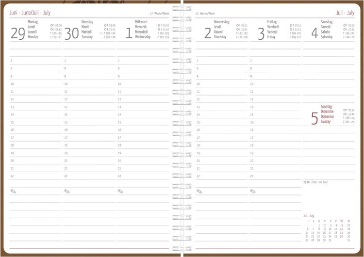 Produktbild: Wochenplaner Nature Line Malt Ringbuch 2027