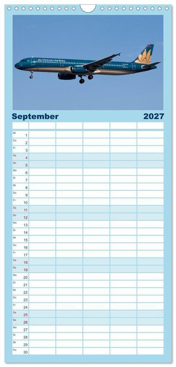 Produktbild: Familienplaner 2027 - Airbus A320 Das Brot und Butter Flugzeug mit 5 Spalten (Wandkalender, 21 x 45 cm) CALVENDO