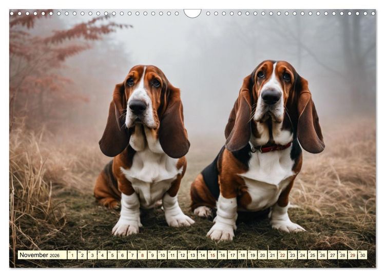 Produktbild: Basset Hound - unverkennbar (Wandkalender 2026 DIN A3 quer), CALVENDO Monatskalender