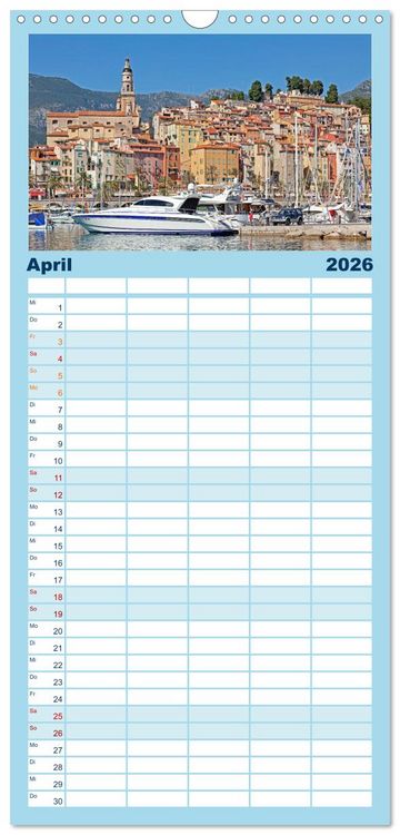 Produktbild: Familienplaner 2026 - C&ocirc;te d&rsquo;Azur - Sehnsuchtsort am Mittelmeer mit 5 Spalten (Wandkalender, 21 x 45 cm) CALVENDO