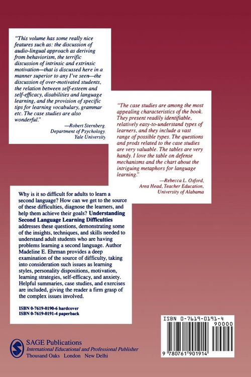 Produktbild: Understanding Second Language Learning Difficulties