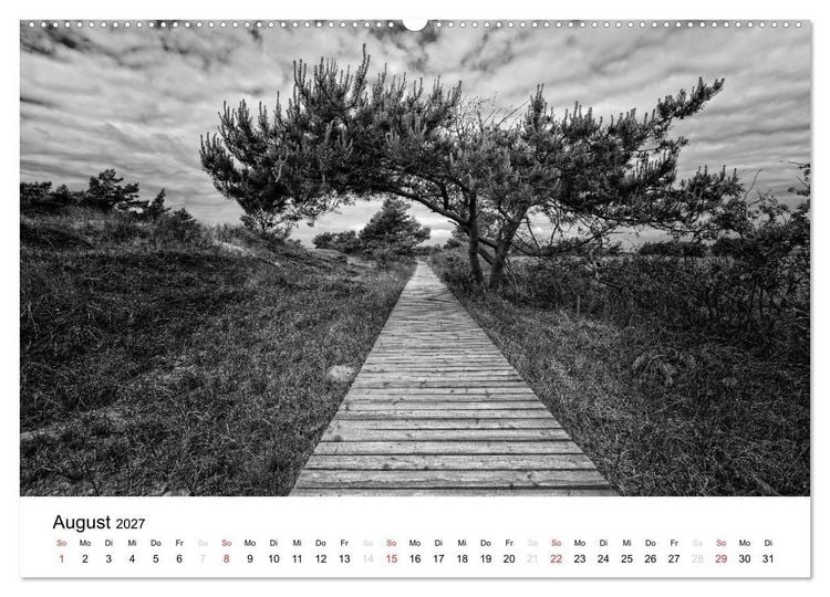 Produktbild: Ostseebad Zingst - Impressionen in Schwarz-Wei&szlig; (Wandkalender 2027 DIN A2 quer), CALVENDO Monatskalender