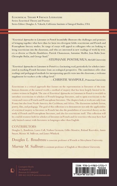 Produktbild: Ecocritical Approaches to Literature in French