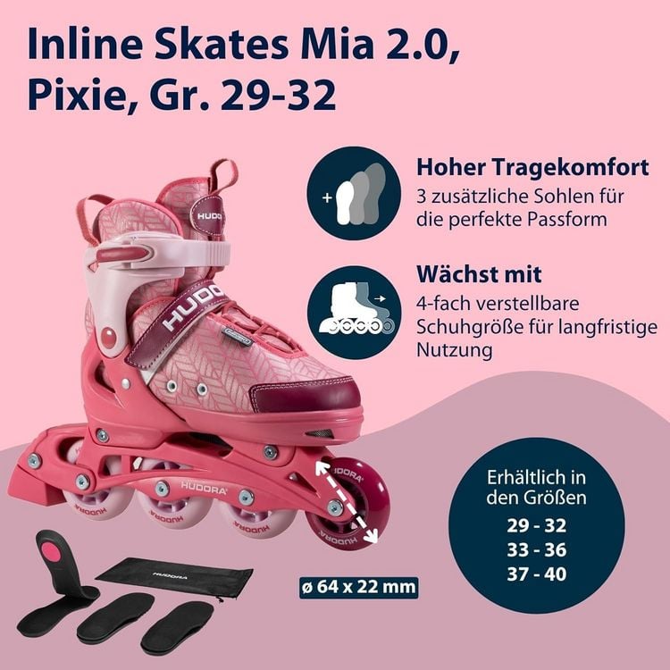 Produktbild: HUDORA 28244 - Inline Skates, Mia 2.0, pixie, Gr. 29-32