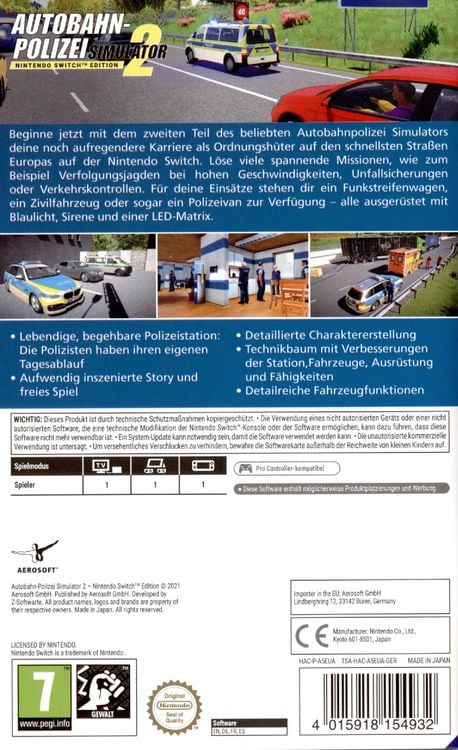 Produktbild: Autobahn-Polizei Simulator 2 - Switch Edition