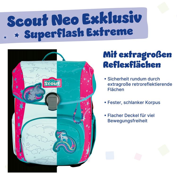 Produktbild: Scout Schulranzen Set Neo Superflash Extreme, Schulranzen Set, 4tlg, Unicorn