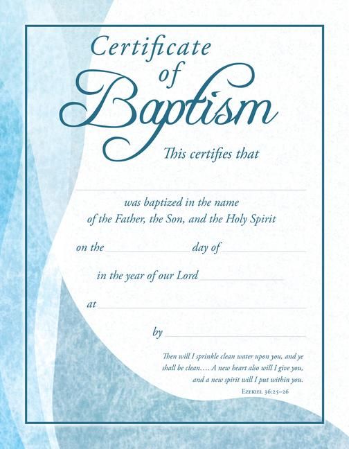 Produktbild: Baptism Certificate - Premium Stock Silver Foil Embossed (Pk of 6) - Ezekiel 36:25-26