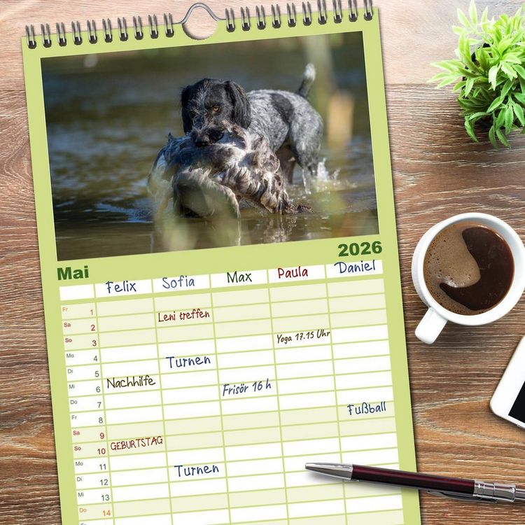 Produktbild: Familienplaner 2026 - Jagdhunde bei der Arbeit mit 5 Spalten (Wandkalender, 21 x 45 cm) CALVENDO