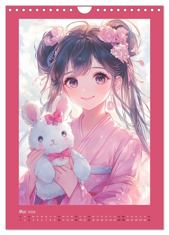 Produktbild: Zauberhafte Momente. Rosa Tr&auml;ume im Manga-Stil (Wandkalender 2026 DIN A4 hoch), CALVENDO Monatskalender