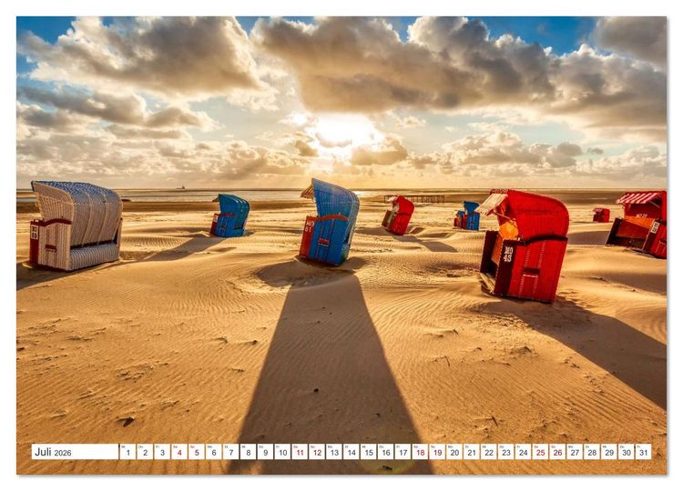Produktbild: Strandk&ouml;rbe &ndash; Licht. Stille. Nordsee Borkum 2026 (Wandkalender 2026 DIN A2 quer), CALVENDO Monatskalender