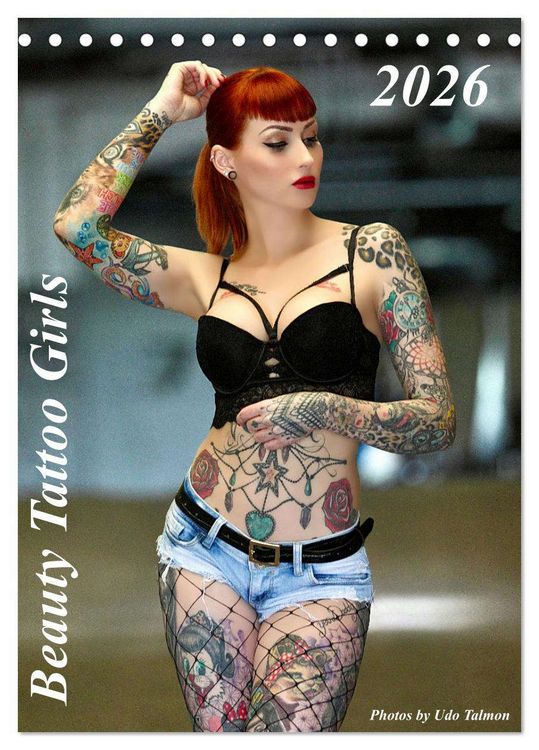 Produktbild: Beauty Tattoo Girls 2026 (Tischkalender 2026 DIN A5 hoch), CALVENDO Monatskalender