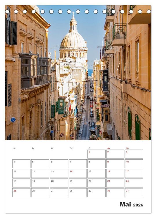 Produktbild: Valletta - K&uuml;stenstadt mit Charme (Tischkalender 2026 DIN A5 hoch), CALVENDO Monatskalender