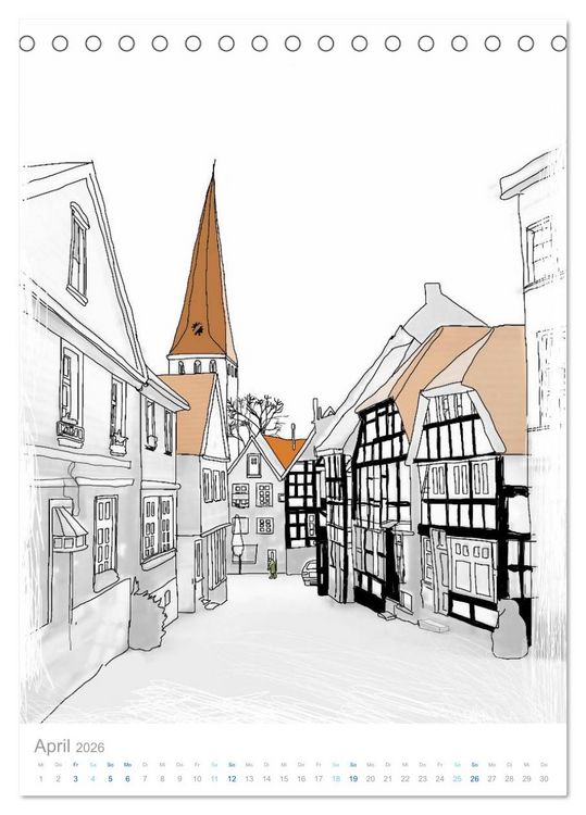 Produktbild: HATTINGEN GEZEICHNET (Tischkalender 2026 DIN A5 hoch), CALVENDO Monatskalender