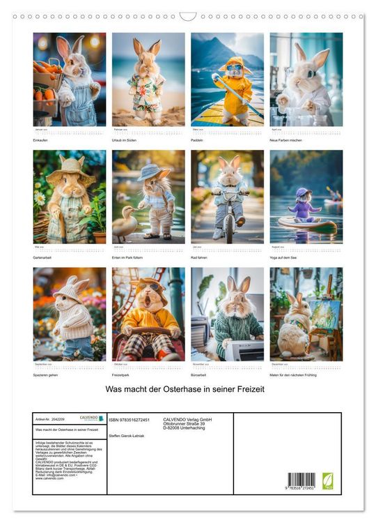 Produktbild: Was macht der Osterhase in seiner Freizeit (Wandkalender 2026 DIN A2 hoch), CALVENDO Monatskalender