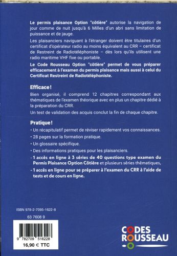 Produktbild: Code Rousseau option c&ocirc;ti&egrave;re + certificat restreint radiot&eacute;l&eacute;phonie