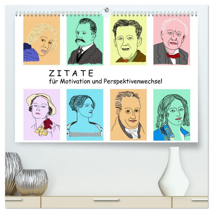 Produktbild: Zitate f&uuml;r Motivation und Perspektivenwechsel (hochwertiger Premium Wandkalender 2026 DIN A2 quer), Kunstdruck in Hochglanz