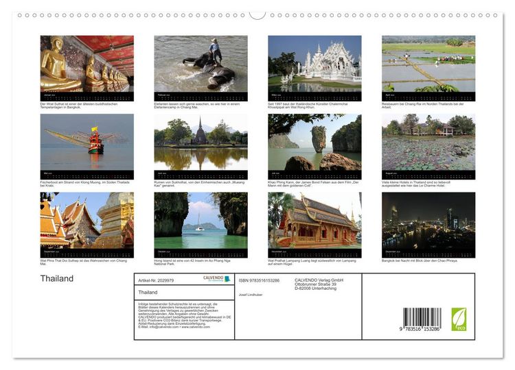 Produktbild: Thailand (hochwertiger Premium Wandkalender 2026 DIN A2 quer), Kunstdruck in Hochglanz