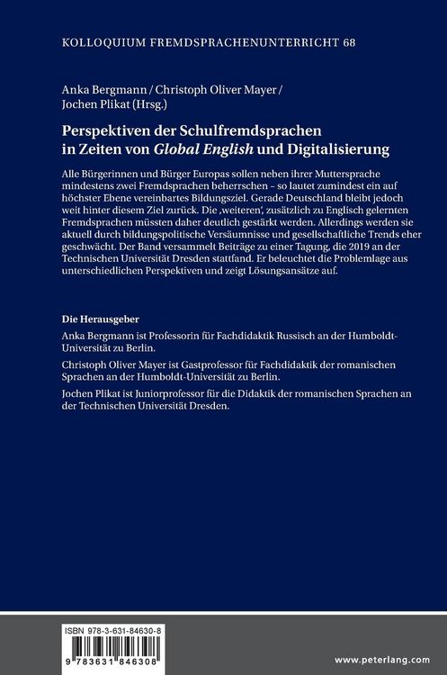 Produktbild: Perspektiven der Schulfremdsprachen in Zeiten von &laquo;Global English&raquo; und Digitalisierung