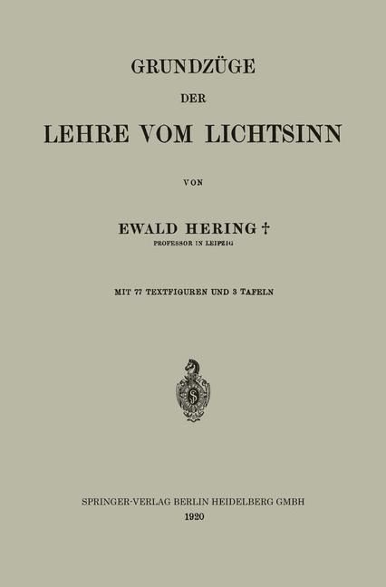 Produktbild: Grundz&uuml;ge der Lehre vom Lichtsinn