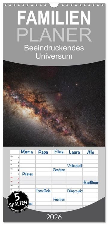 Produktbild: Familienplaner 2026 - Beeindruckendes Universum mit 5 Spalten (Wandkalender, 21 x 45 cm) CALVENDO