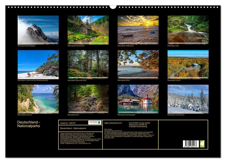 Produktbild: Deutschland - Nationalparks (Wandkalender 2026 DIN A2 quer), CALVENDO Monatskalender