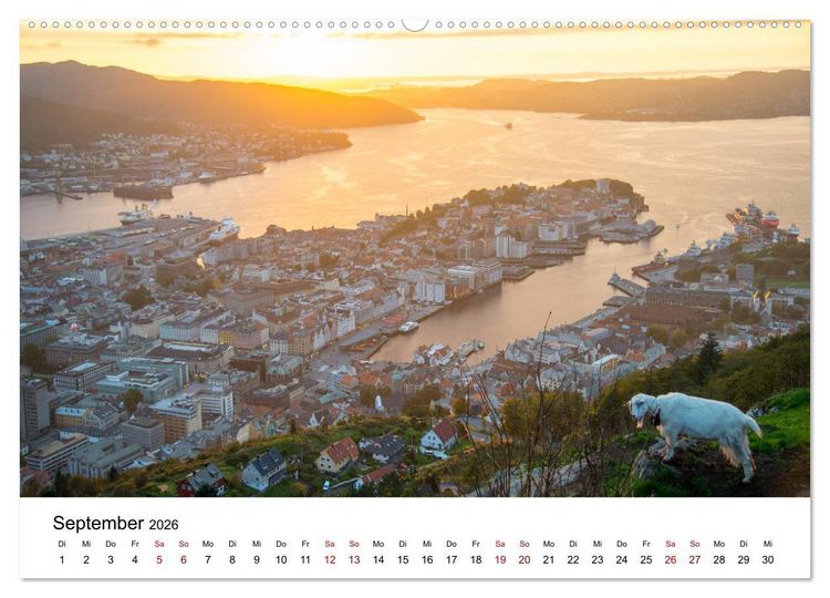 Produktbild: Hurtigruten - Bezaubernde Sch&ouml;nheit der norwegischen K&uuml;ste (Wandkalender 2026 DIN A2 quer), CALVENDO Monatskalender