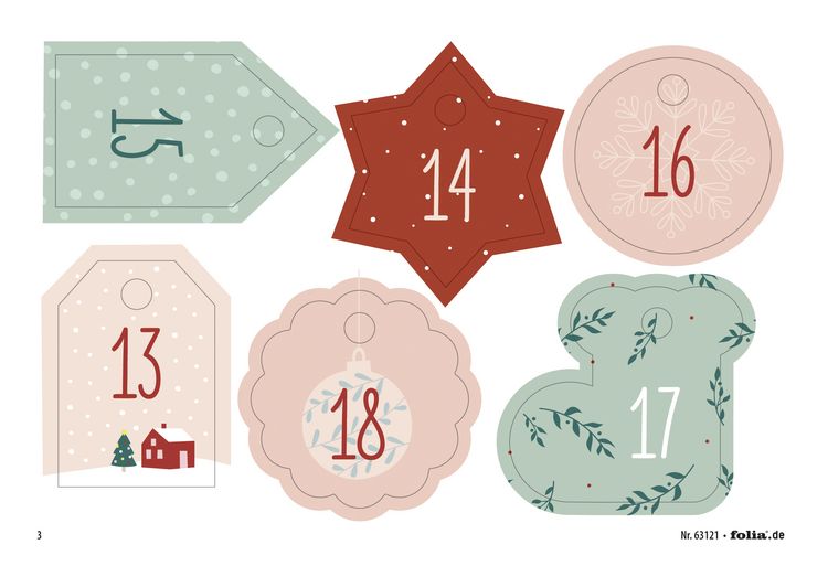 Produktbild: Folia Adventskalender-Set NATUR, Beutel in Juteoptik, 49-teilig, Beutelgr&ouml;&szlig;e 10x13cm, Farbe natur