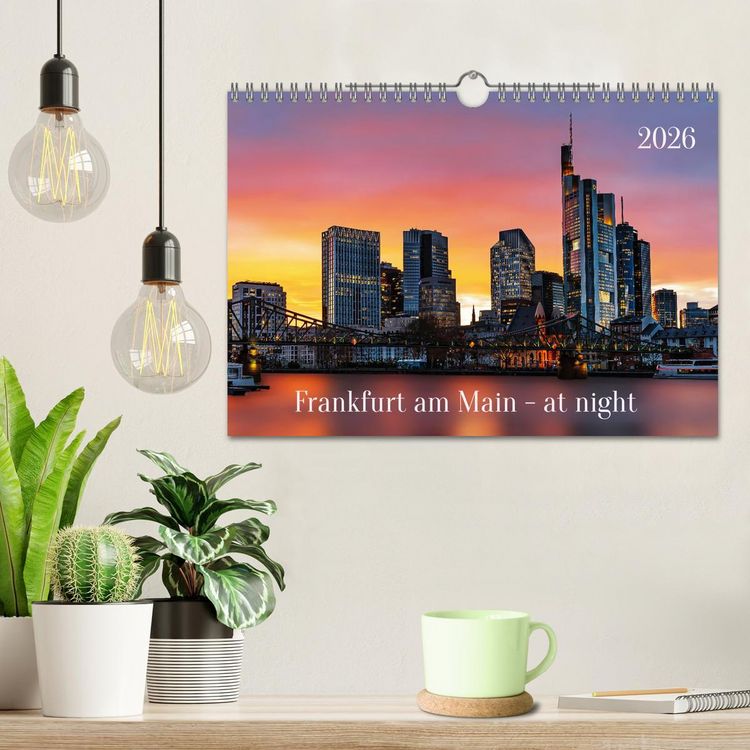 Produktbild: Frankfurt am Main - at night (Wandkalender 2026 DIN A4 quer), CALVENDO Monatskalender