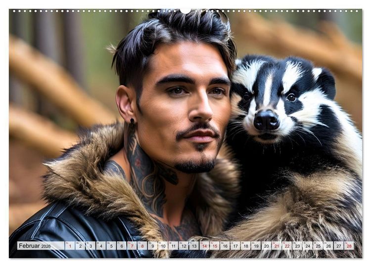 Produktbild: Naturburschen im Wald - Muskeln, Tattoos und Waldbewohner (Wandkalender 2026 DIN A2 quer), CALVENDO Monatskalender