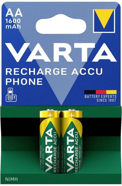 Produktbild: Varta Batterien RECHARGE ACCU Phone AA 1600mAh 2 St&uuml;ck