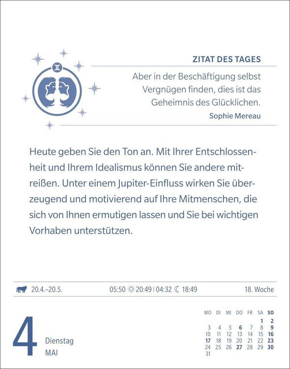Produktbild: Zwillinge Sternzeichenkalender 2027 - Tagesabrei&szlig;kalender - Ihr Horoskop f&uuml;r jeden Tag