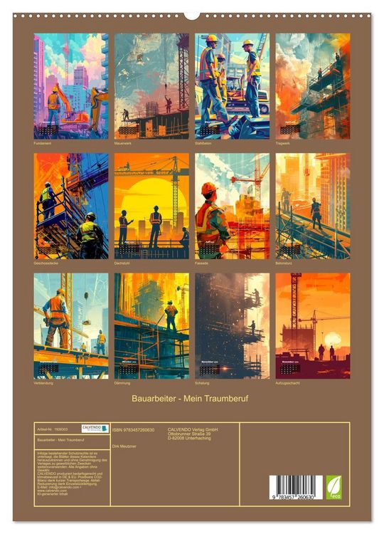 Produktbild: Bauarbeiter - Mein Traumberuf (hochwertiger Premium Wandkalender 2026 DIN A2 hoch), Kunstdruck in Hochglanz