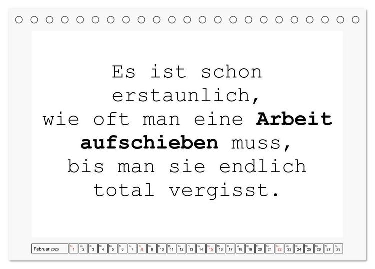 Produktbild: Typo-Kalender f&uuml;r das B&uuml;ro. Sarkasmus und fiese Spr&uuml;che (Tischkalender 2026 DIN A5 quer), CALVENDO Monatskalender