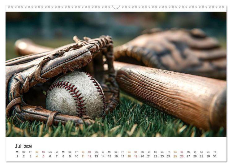 Produktbild: Power Baseball (hochwertiger Premium Wandkalender 2026 DIN A2 quer), Kunstdruck in Hochglanz