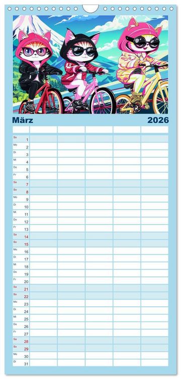 Produktbild: Familienplaner 2026 - Anime Cats mit 5 Spalten (Wandkalender, 21 x 45 cm) CALVENDO