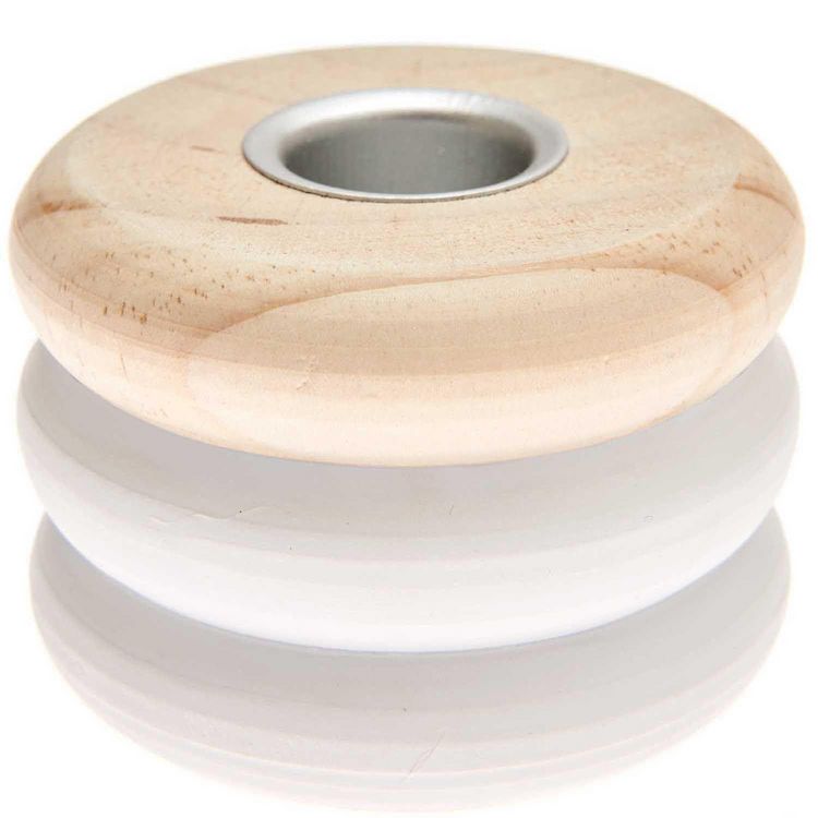 Produktbild: Holz Kerzenhalter Ringe, klein, Wei&szlig;, &Oslash; 7,5 cm, H 5,5 cm, f&uuml;