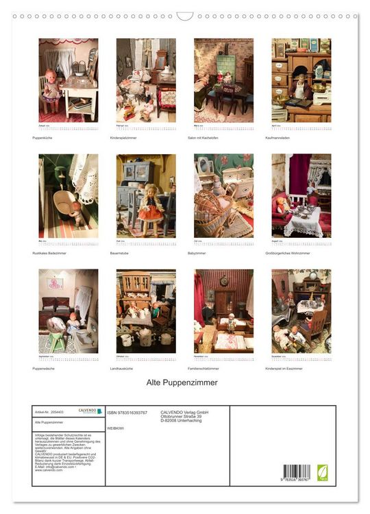 Produktbild: Alte Puppenzimmer (Wandkalender 2026 DIN A2 hoch), CALVENDO Monatskalender