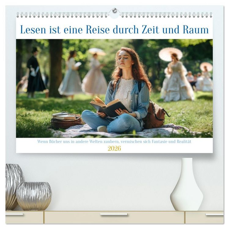 Produktbild: Lesen ist eine Reise durch Zeit und Raum (hochwertiger Premium Wandkalender 2026 DIN A2 quer), Kunstdruck in Hochglanz