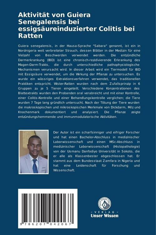 Produktbild: Aktivit&auml;t von Guiera Senegalensis bei essigs&auml;ureinduzierter Colitis bei Ratten